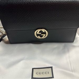 Gucci Dollar Calfskin Chain Wallet Crossbody